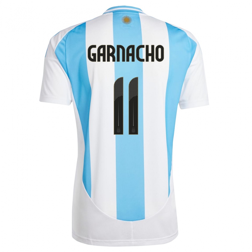 Mujer Camiseta Argentina Alejandro Garnacho #11 Blanco Azul 1ª Equipación 24-26 La Camisa Chile