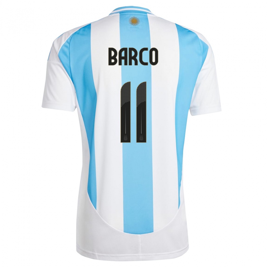 Mujer Camiseta Argentina Ezequiel Barco #11 Blanco Azul 1ª Equipación 24-26 La Camisa Chile