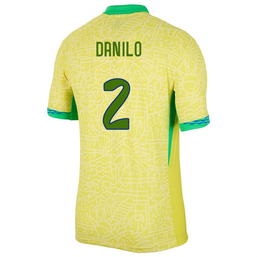 Mujer Camiseta Brasil Danilo #2 Amarillo 1ª Equipación 24-26 La Camisa Chile