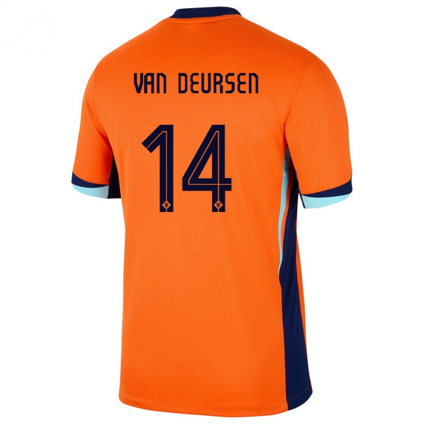 Mujer Camiseta Países Bajos Eva Van Deursen #14 Naranja 1ª Equipación 24-26 La Camisa Chile