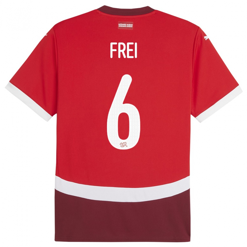 Mujer Camiseta Suiza Fabian Frei #6 Rojo 1ª Equipación 24-26 La Camisa Chile