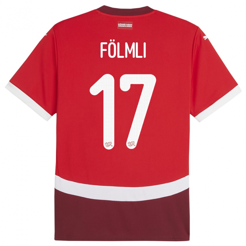 Mujer Camiseta Suiza Svenja Folmli #17 Rojo 1ª Equipación 24-26 La Camisa Chile