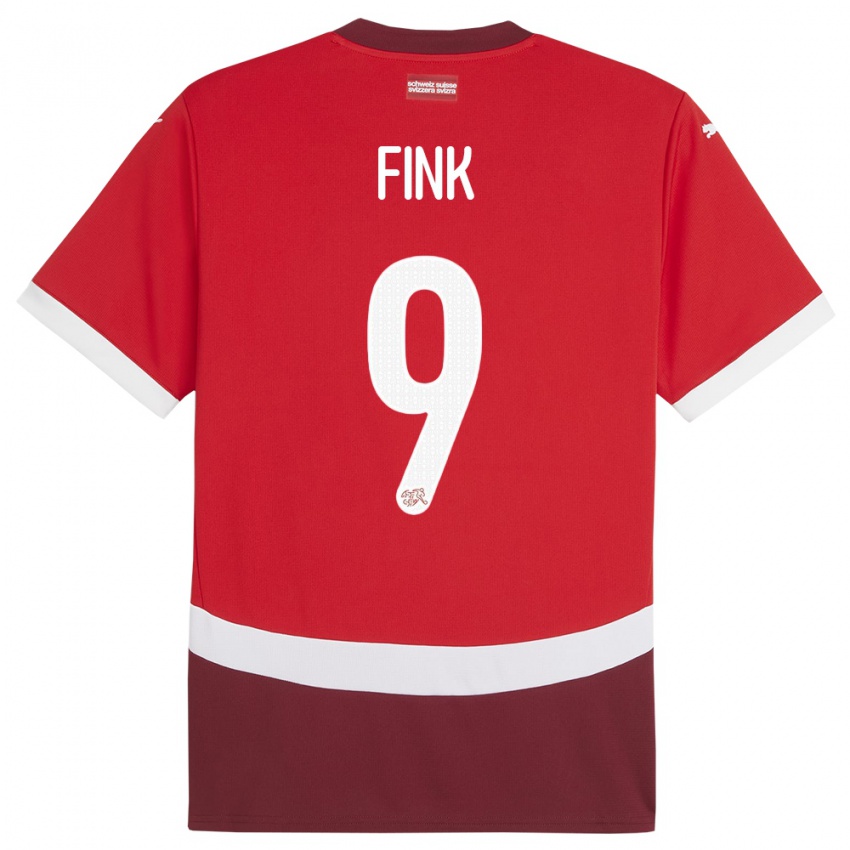 Mujer Camiseta Suiza Bradley Fink #9 Rojo 1ª Equipación 24-26 La Camisa Chile