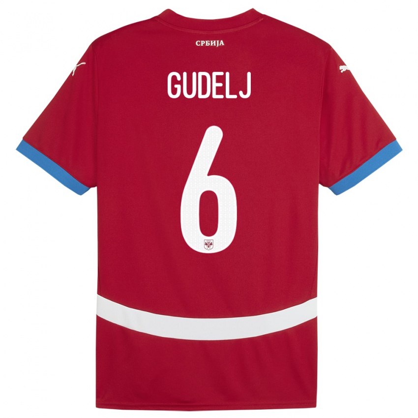 Mujer Camiseta Serbia Nemanja Gudelj #6 Rojo 1ª Equipación 24-26 La Camisa Chile