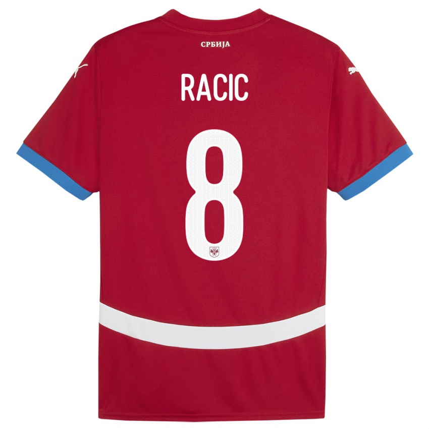 Mujer Camiseta Serbia Uros Racic #8 Rojo 1ª Equipación 24-26 La Camisa Chile