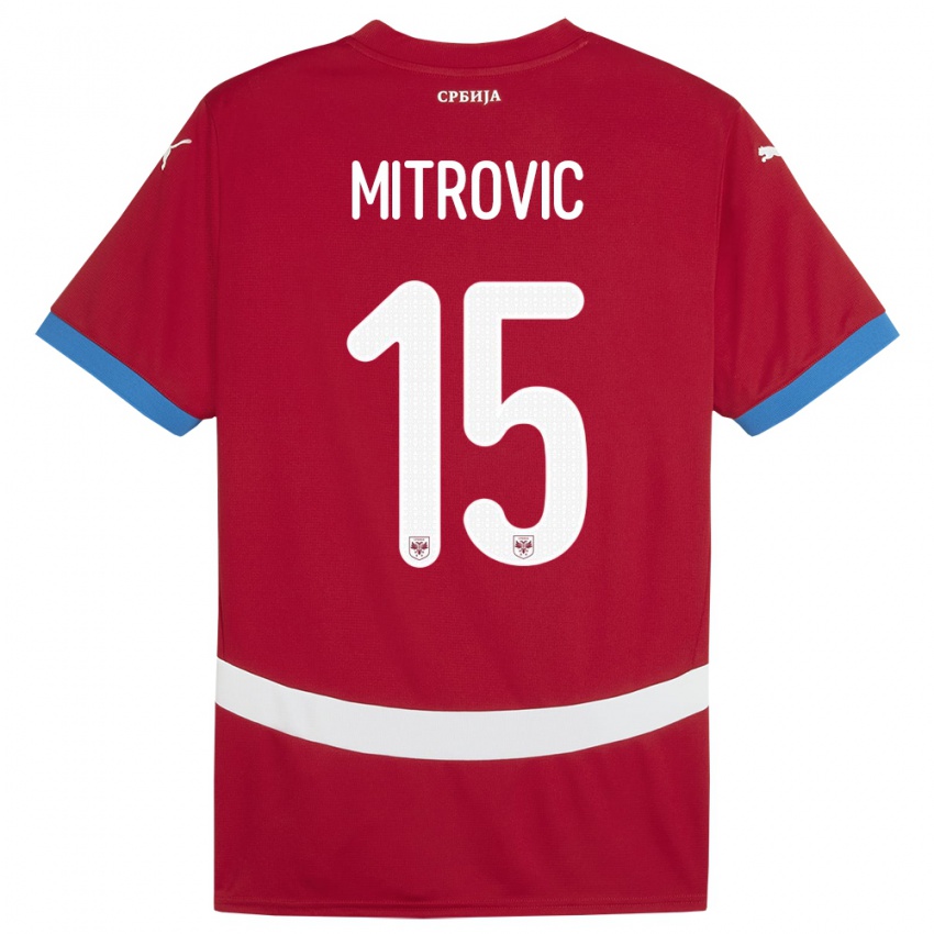 Mujer Camiseta Serbia Stefan Mitrovic #15 Rojo 1ª Equipación 24-26 La Camisa Chile