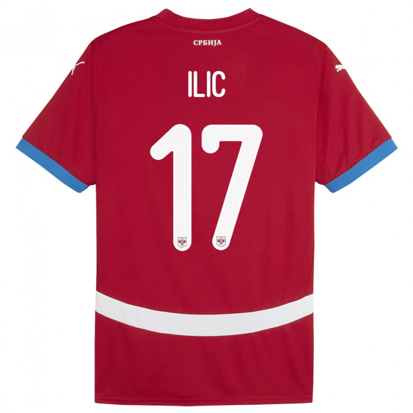Mujer Camiseta Serbia Ivan Ilic #17 Rojo 1ª Equipación 24-26 La Camisa Chile