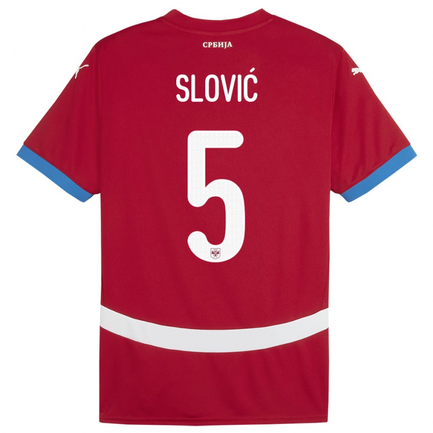Mujer Camiseta Serbia Violeta Slovic #5 Rojo 1ª Equipación 24-26 La Camisa Chile