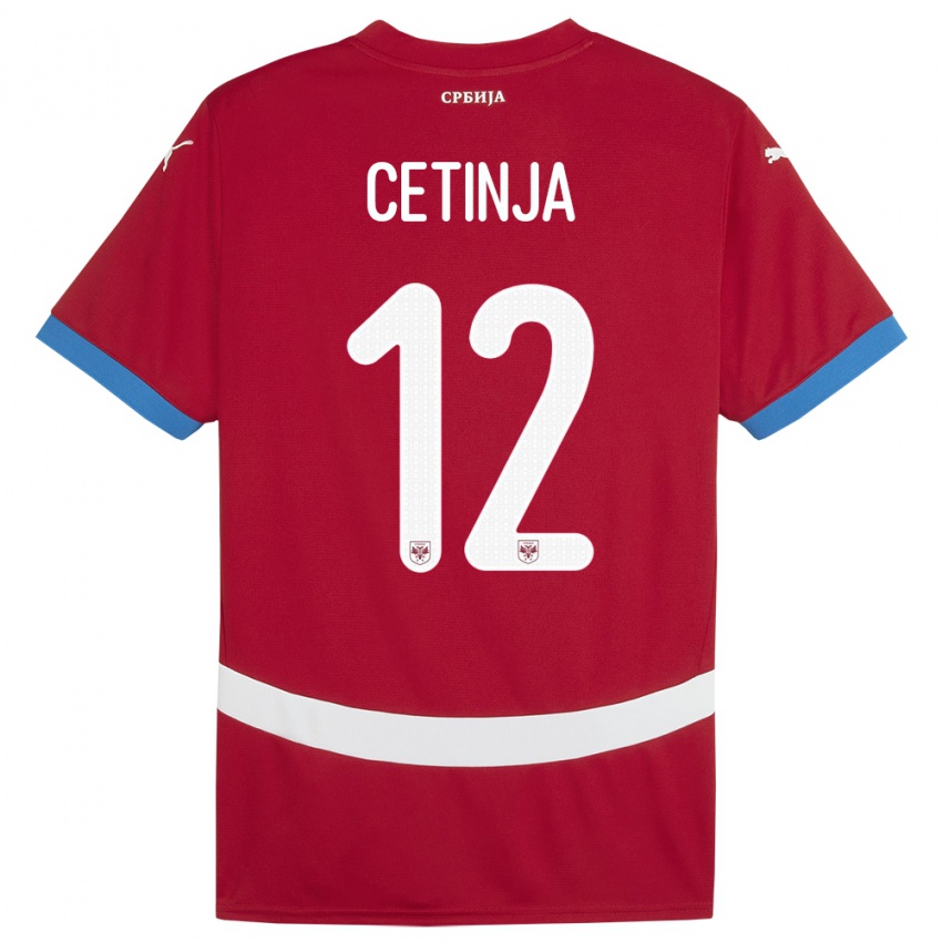 Mujer Camiseta Serbia Sara Cetinja #12 Rojo 1ª Equipación 24-26 La Camisa Chile