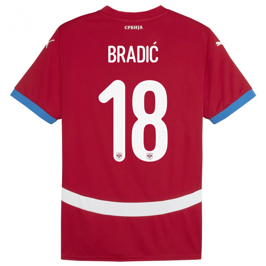 Mujer Camiseta Serbia Biljana Bradic #18 Rojo 1ª Equipación 24-26 La Camisa Chile