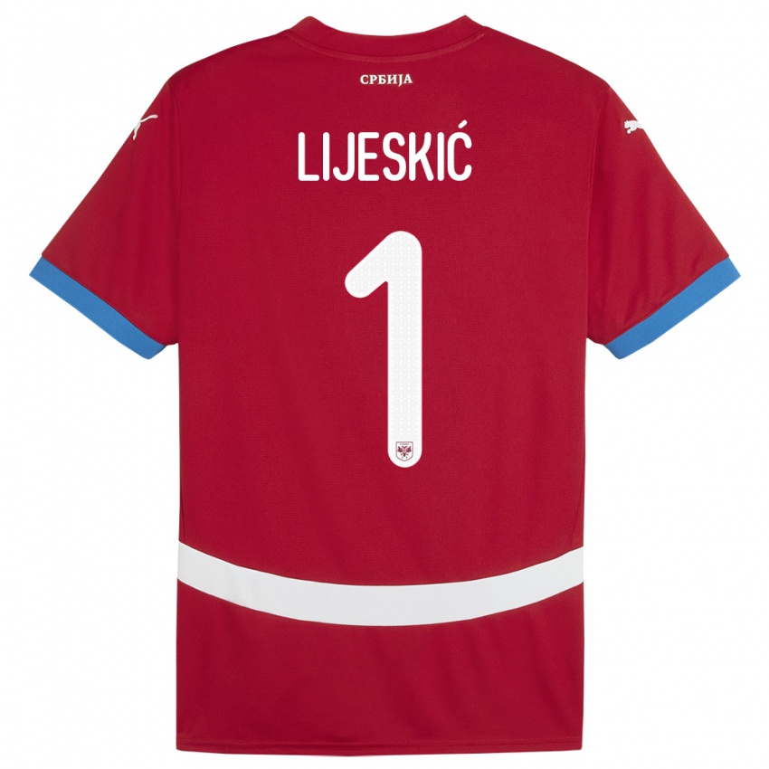 Mujer Camiseta Serbia Luka Lijeskic #1 Rojo 1ª Equipación 24-26 La Camisa Chile