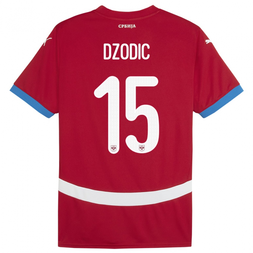 Mujer Camiseta Serbia Stefan Dzodic #15 Rojo 1ª Equipación 24-26 La Camisa Chile