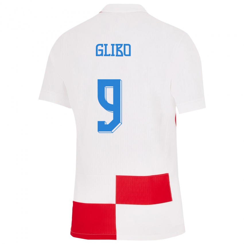 Mujer Camiseta Croacia Andrea Glibo #9 Blanco Rojo 1ª Equipación 24-26 La Camisa Chile