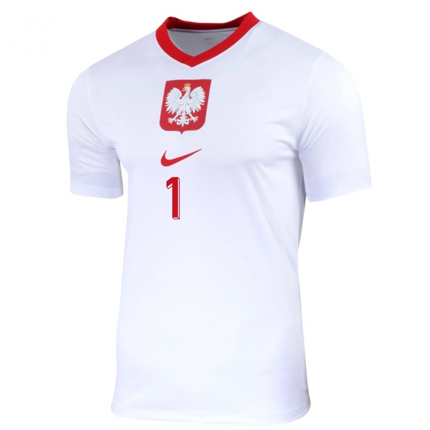 Mujer Camiseta Polonia Radoslaw Majecki #1 Blanco 1ª Equipación 24-26 La Camisa Chile