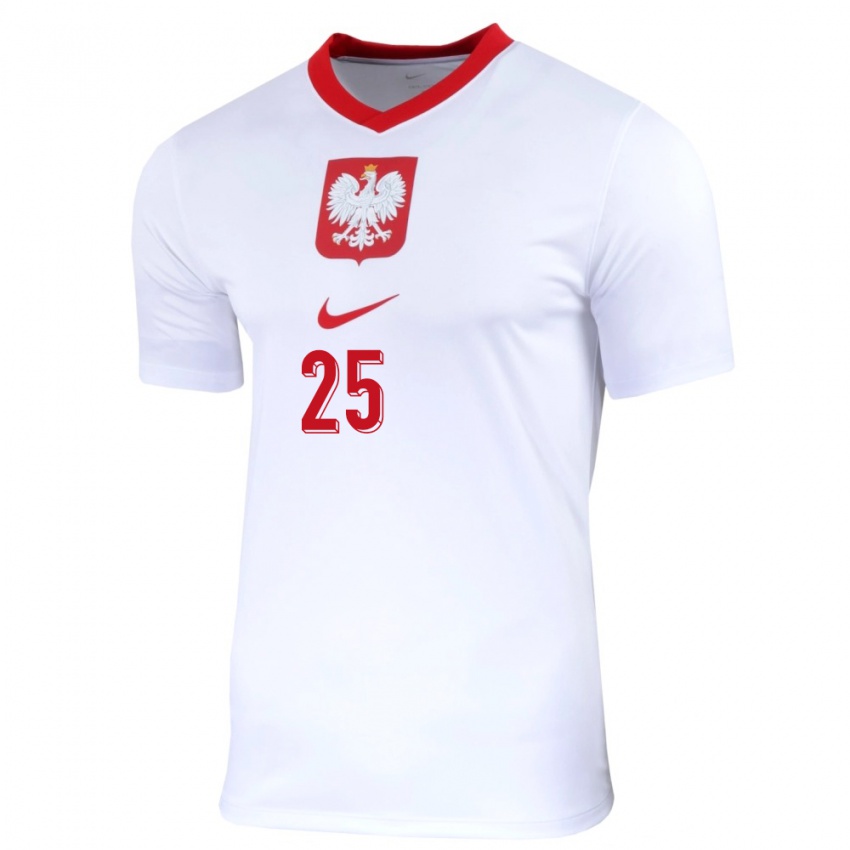 Mujer Camiseta Polonia Michal Skoras #25 Blanco 1ª Equipación 24-26 La Camisa Chile