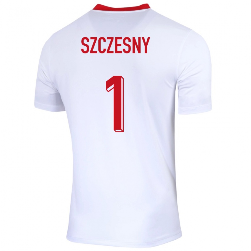 Mujer Camiseta Polonia Wojciech Szczesny #1 Blanco 1ª Equipación 24-26 La Camisa Chile