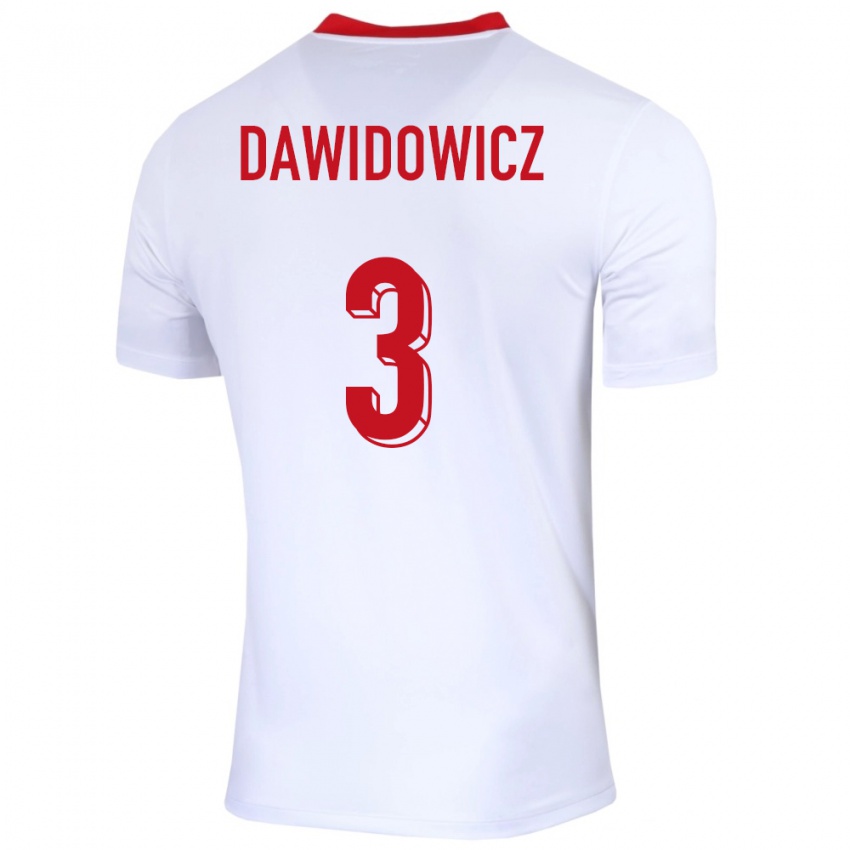 Mujer Camiseta Polonia Pawel Dawidowicz #3 Blanco 1ª Equipación 24-26 La Camisa Chile