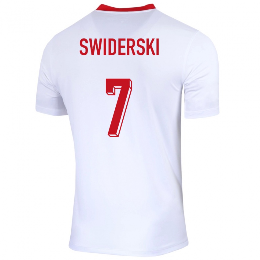 Mujer Camiseta Polonia Karol Swiderski #7 Blanco 1ª Equipación 24-26 La Camisa Chile