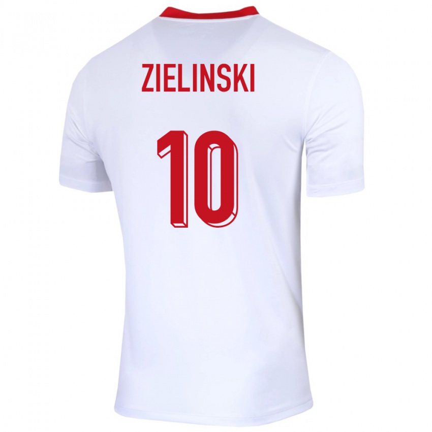 Mujer Camiseta Polonia Piotr Zielinski #10 Blanco 1ª Equipación 24-26 La Camisa Chile