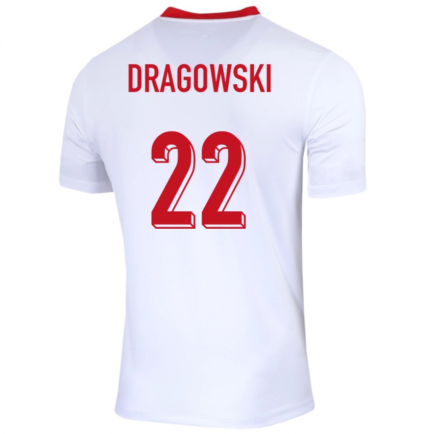 Mujer Camiseta Polonia Bartlomiej Dragowski #22 Blanco 1ª Equipación 24-26 La Camisa Chile