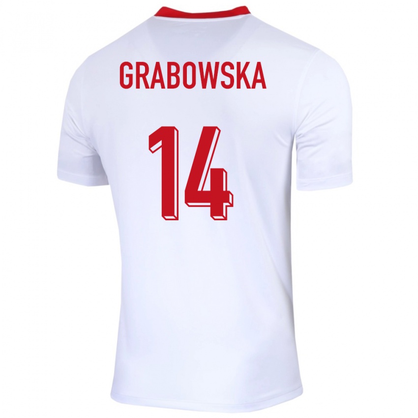 Mujer Camiseta Polonia Dominika Grabowska #14 Blanco 1ª Equipación 24-26 La Camisa Chile