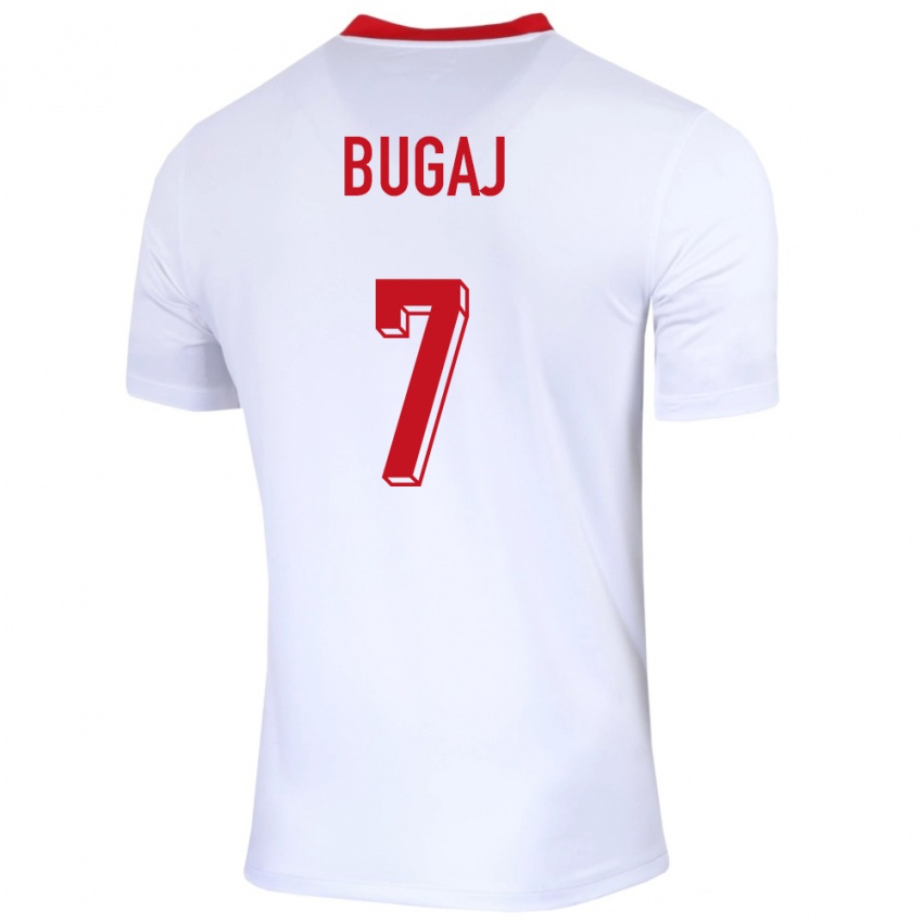 Mujer Camiseta Polonia Dawid Bugaj #7 Blanco 1ª Equipación 24-26 La Camisa Chile