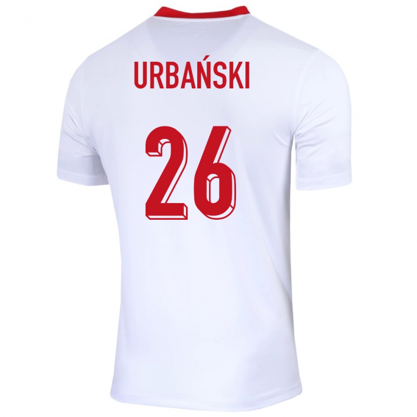 Mujer Camiseta Polonia Kacper Urbanski #26 Blanco 1ª Equipación 24-26 La Camisa Chile