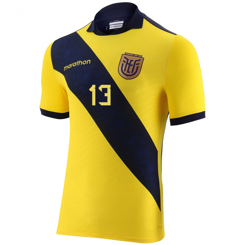 Mujer Camiseta Ecuador Enner Valencia #13 Amarillo 1ª Equipación 24-26 La Camisa Chile