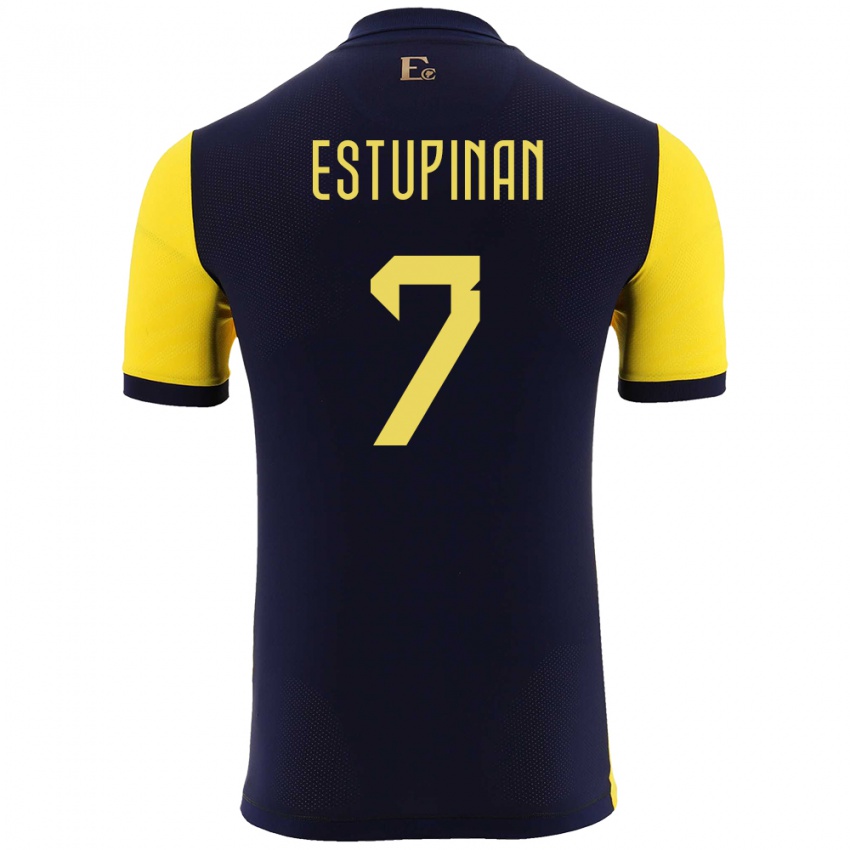 Mujer Camiseta Ecuador Pervis Estupinan #7 Amarillo 1ª Equipación 24-26 La Camisa Chile