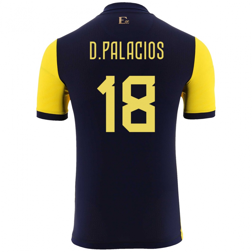 Mujer Camiseta Ecuador Diego Palacios #18 Amarillo 1ª Equipación 24-26 La Camisa Chile