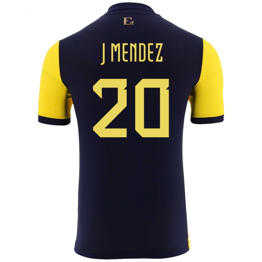 Mujer Camiseta Ecuador Jhegson Mendez #20 Amarillo 1ª Equipación 24-26 La Camisa Chile