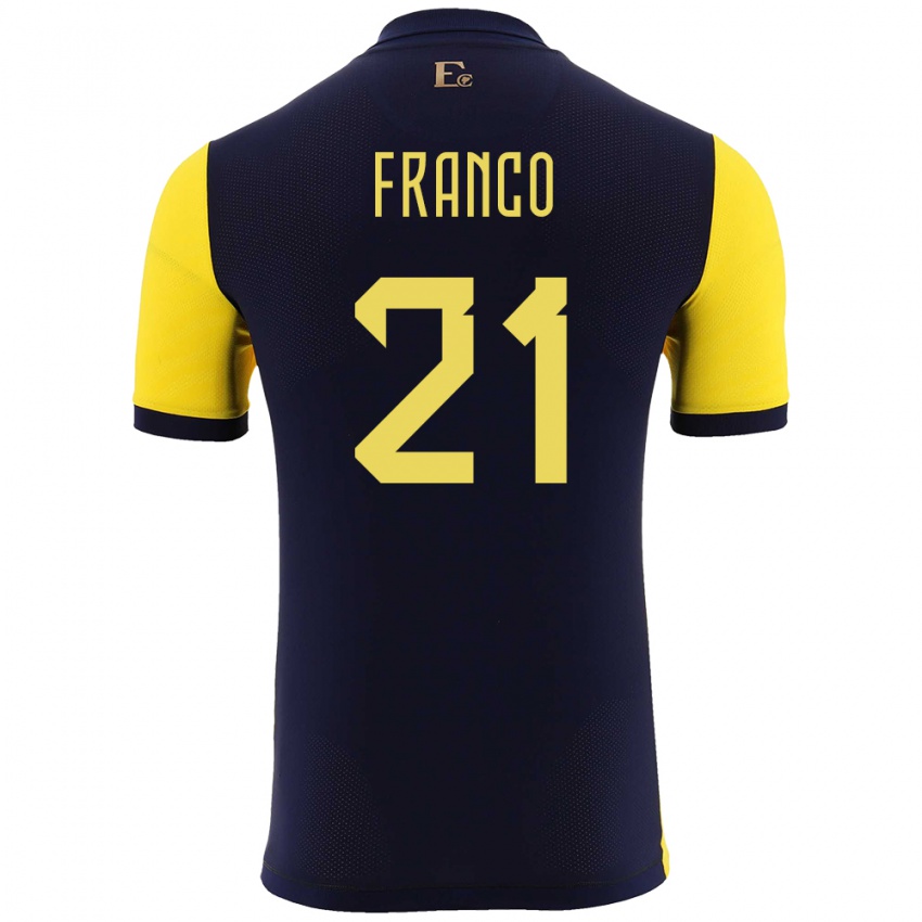 Mujer Camiseta Ecuador Alan Franco #21 Amarillo 1ª Equipación 24-26 La Camisa Chile