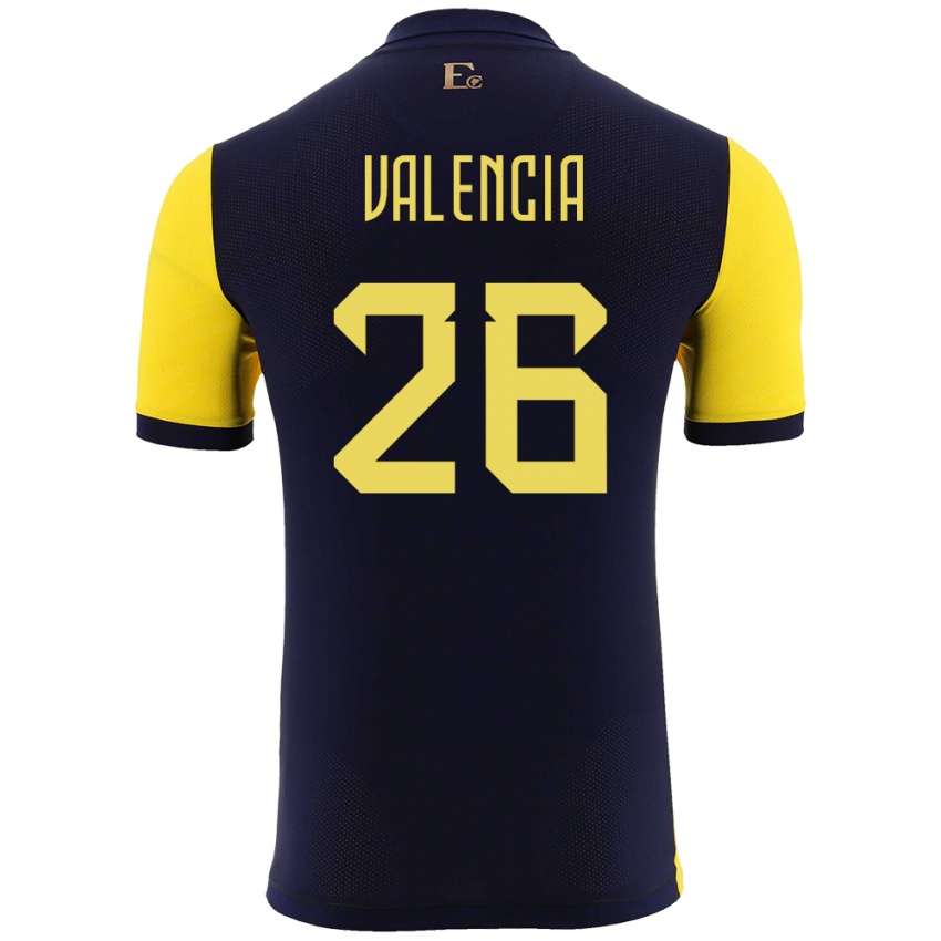 Mujer Camiseta Ecuador Anthony Valencia #26 Amarillo 1ª Equipación 24-26 La Camisa Chile