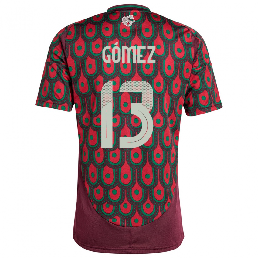 Mujer Camiseta México Diego Gomez #13 Granate 1ª Equipación 24-26 La Camisa Chile
