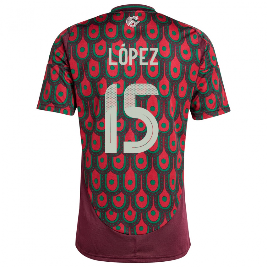 Mujer Camiseta México Everardo Lopez #15 Granate 1ª Equipación 24-26 La Camisa Chile