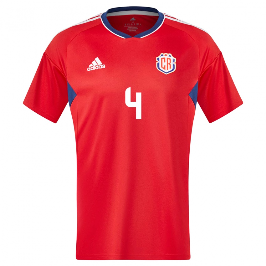 Mujer Camiseta Costa Rica Keysher Fuller #4 Rojo 1ª Equipación 24-26 La Camisa Chile