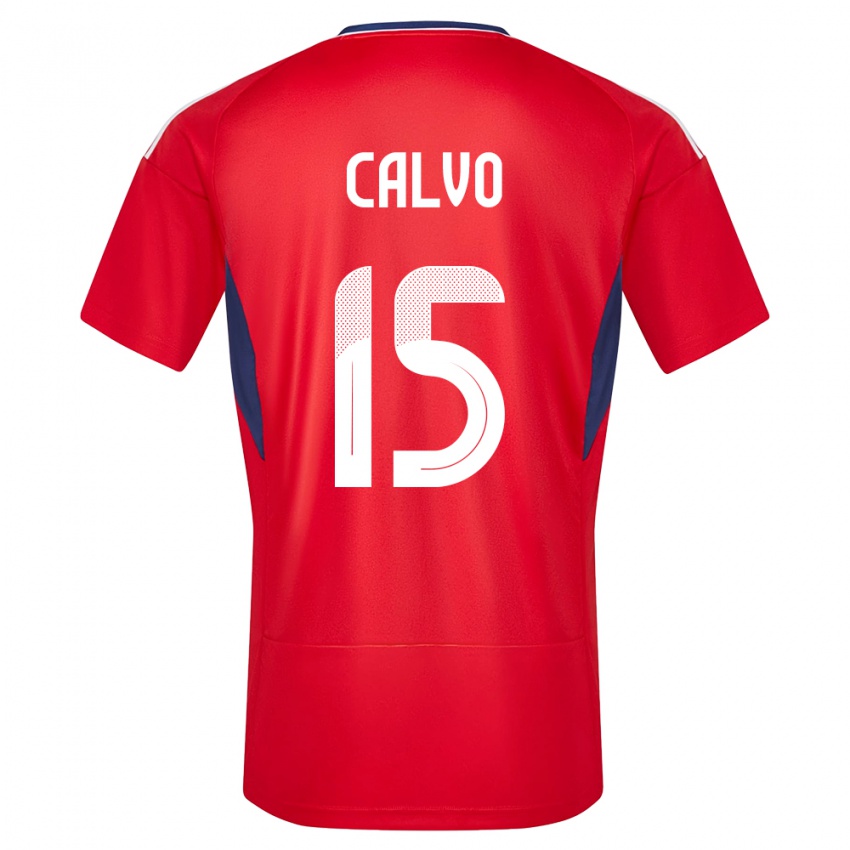 Mujer Camiseta Costa Rica Francisco Calvo #15 Rojo 1ª Equipación 24-26 La Camisa Chile