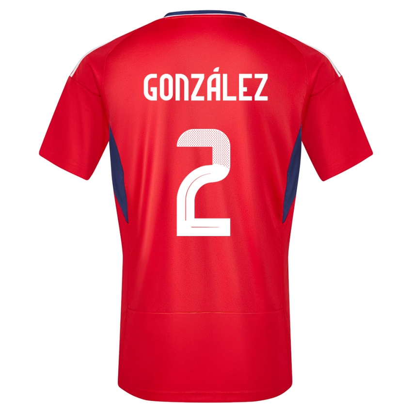 Mujer Camiseta Costa Rica Julian Gonzalez #2 Rojo 1ª Equipación 24-26 La Camisa Chile