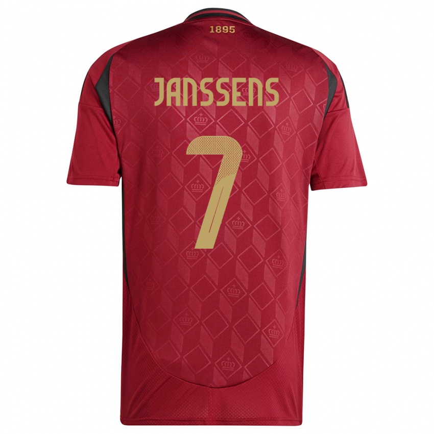 Mujer Camiseta Bélgica Jill Janssens #7 Borgoña 1ª Equipación 24-26 La Camisa Chile