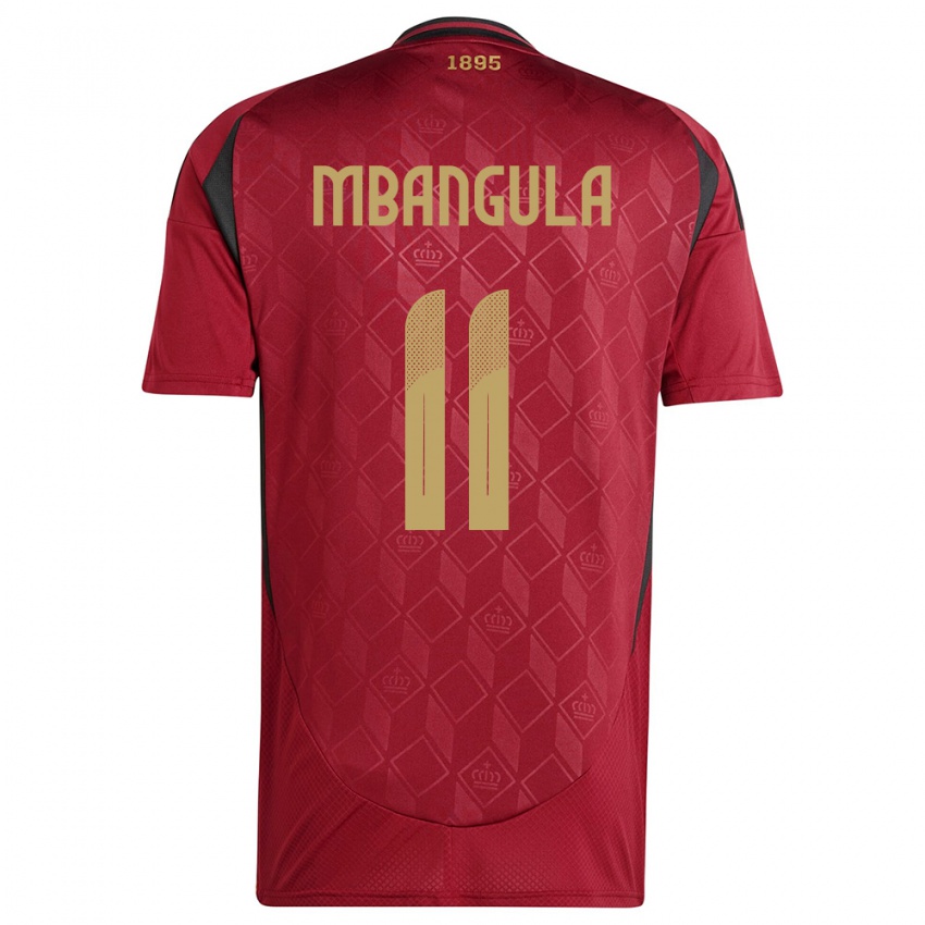 Mujer Camiseta Bélgica Samuel Mbangula #11 Borgoña 1ª Equipación 24-26 La Camisa Chile