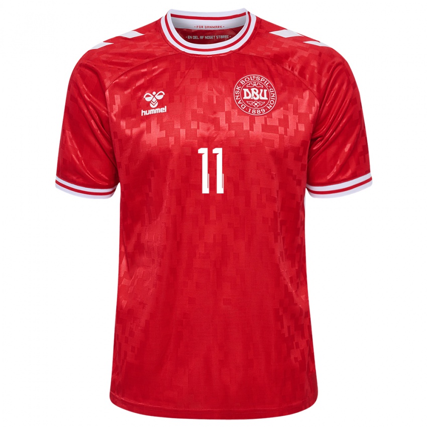 Mujer Camiseta Dinamarca Andreas Skov Olsen #11 Rojo 1ª Equipación 24-26 La Camisa Chile