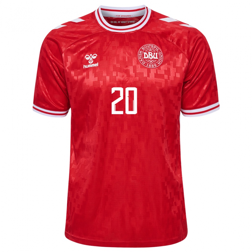 Mujer Camiseta Dinamarca Rasmus Hojlund #20 Rojo 1ª Equipación 24-26 La Camisa Chile