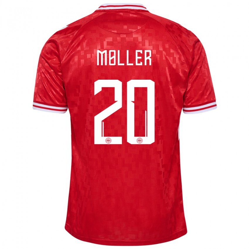 Mujer Camiseta Dinamarca Caroline Moller #20 Rojo 1ª Equipación 24-26 La Camisa Chile