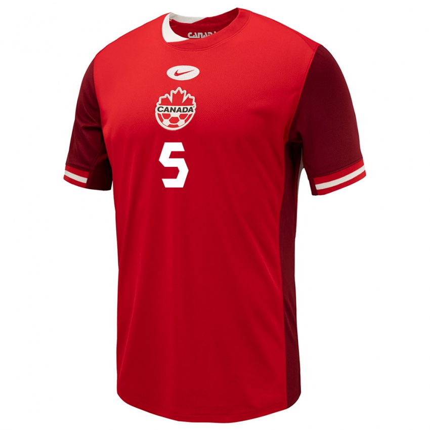 Mujer Camiseta Canadá Joel Waterman #5 Rojo 1ª Equipación 24-26 La Camisa Chile