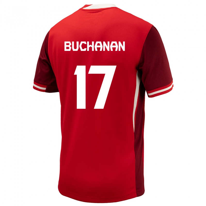 Mujer Camiseta Canadá Tajon Buchanan #17 Rojo 1ª Equipación 24-26 La Camisa Chile