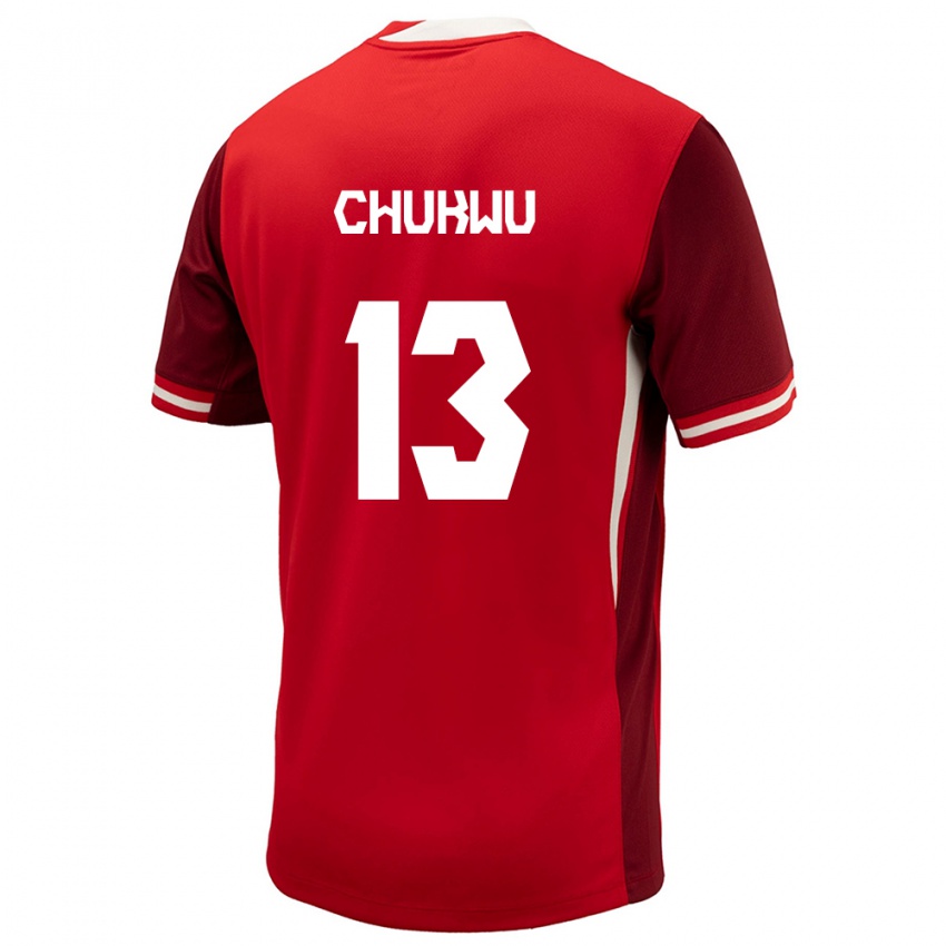 Mujer Camiseta Canadá Richard Chukwu #13 Rojo 1ª Equipación 24-26 La Camisa Chile