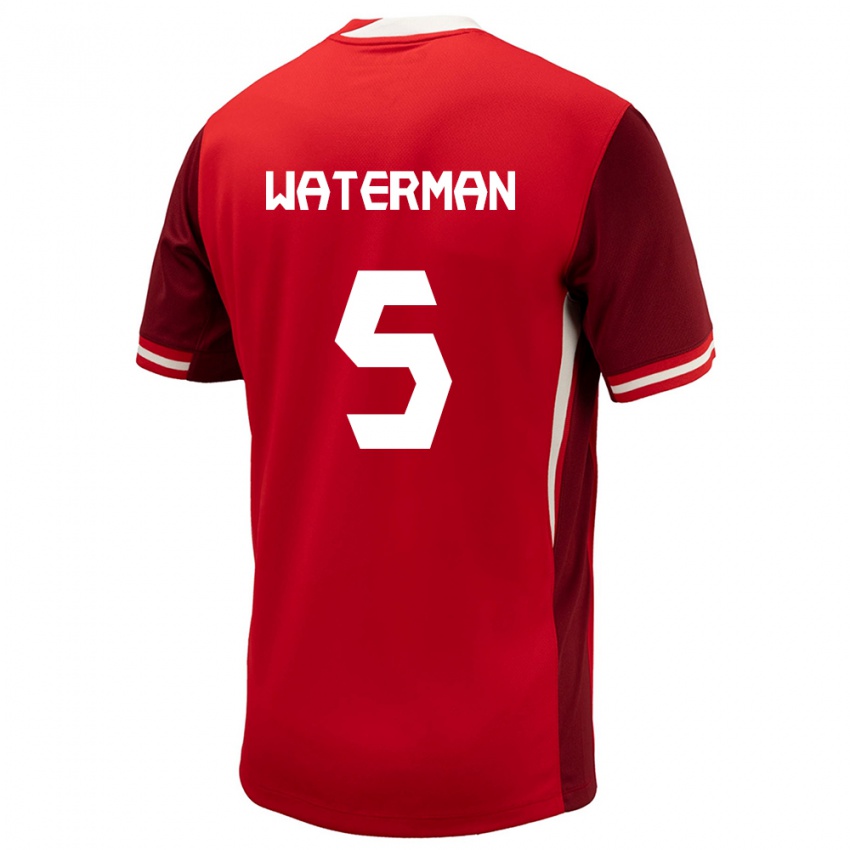 Mujer Camiseta Canadá Joel Waterman #5 Rojo 1ª Equipación 24-26 La Camisa Chile