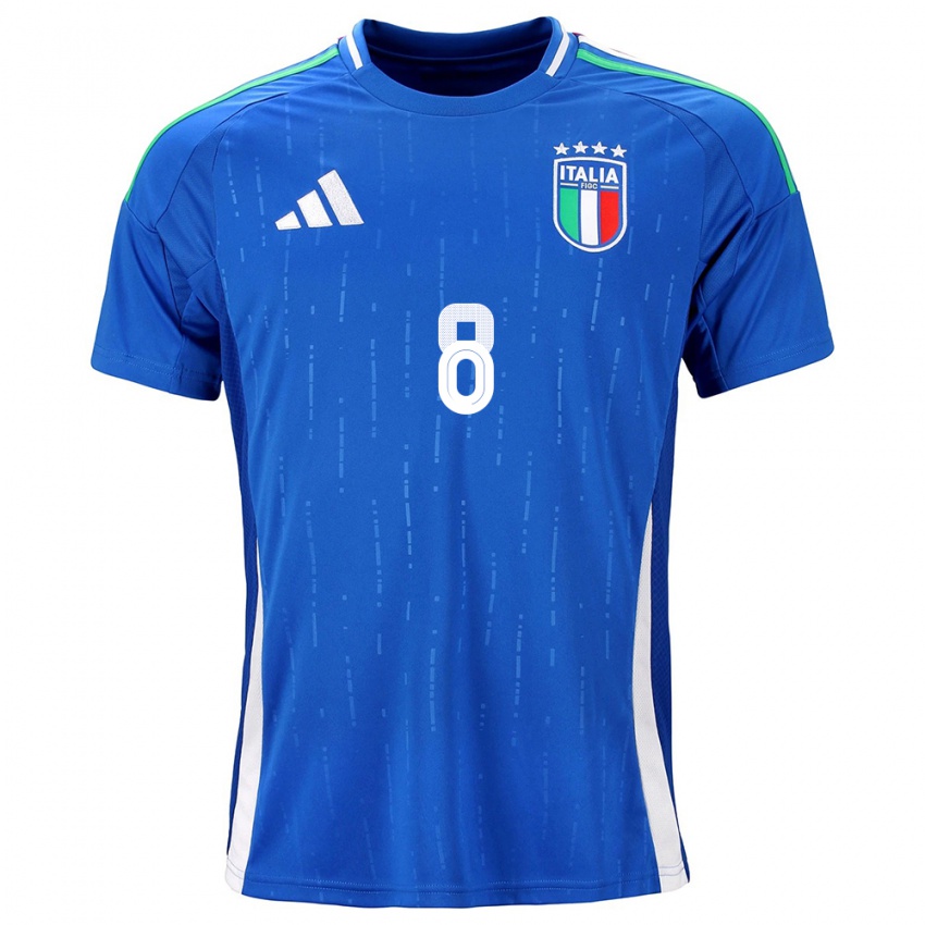 Mujer Camiseta Italia Luca Di Maggio #8 Azul 1ª Equipación 24-26 La Camisa Chile