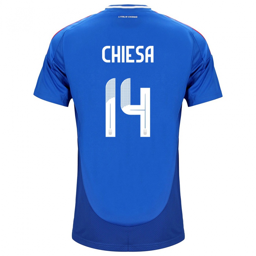 Mujer Camiseta Italia Federico Chiesa #14 Azul 1ª Equipación 24-26 La Camisa Chile