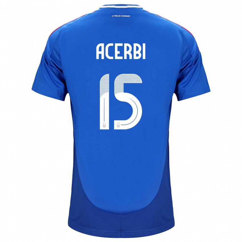 Mujer Camiseta Italia Francesco Acerbi #15 Azul 1ª Equipación 24-26 La Camisa Chile